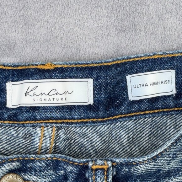 Kancan Ultra High Rise Shorts Womens S Raw Hem Distressed Shortie Cut Off Denim - Picture 3 of 10